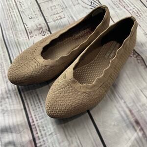 Skechers Cleo 2.0 Ballet Flat Shoe Womens 7.5 Air Cool Memory Foam Mocha Slip On